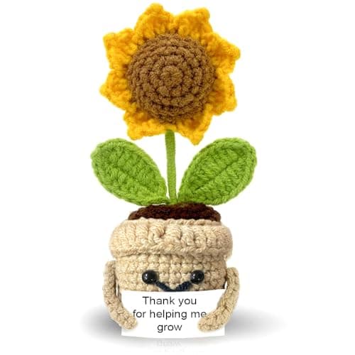 Tiny Detalles Mini Positive Sunflower Crochet, Mothers Day, Mom's Birthday Gift for Women, Appreciation Thank You Gift for Coworker, Friend, Teacher, Sister - Image 1