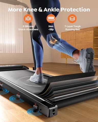 Acezoe Walking Pad Treadmill with Incline and Handle Bar, 2 in 1 Folding Treadmills for Home Small Office, 300lbs Portable Compact Under Desk Treadmill with Remote Control, LED Display and Apps - Image 7