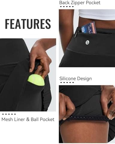 baleaf Women's Pleated Tennis Skirt Golf Skorts for Woman High Waisted Lightweight Athletic Shorts Pockets - Image 6
