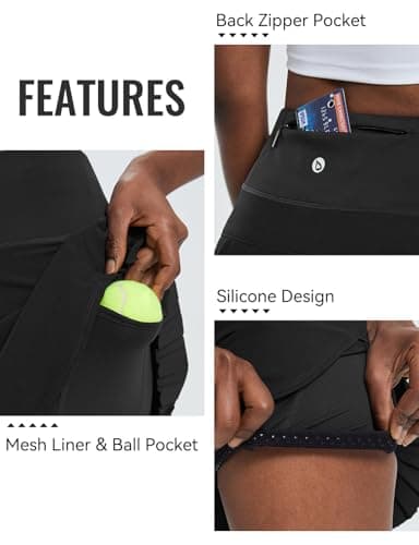 baleaf Pleated Tennis Skirt Skorts Skirts for Woman High Waisted Lightweight Athletic Golf Workout with Shorts Pockets Black Medium - Image 5