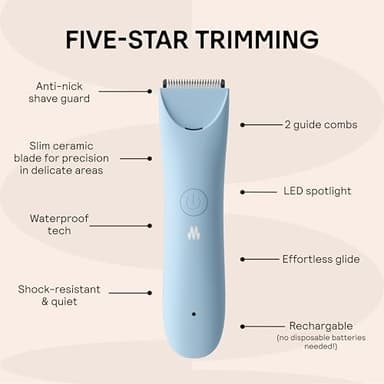 MERIDIAN Slimmer Trimmer – Electric Razor for Women, Bikini Line & Pubic Hair Trimmer, Rechargeable & Waterproof, Painless, Flawless Shave for Sensitive Skin, Gentle, Quiet & Travel-Friendly, Sky - Image 5