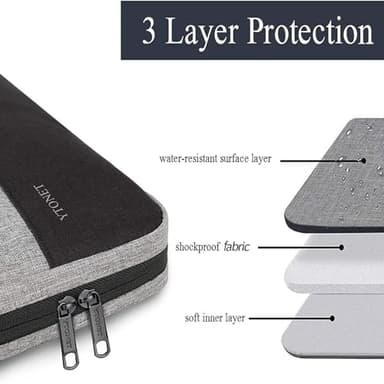 Ytonet Laptop Case, 15.6 inch TSA Laptop Sleeve Computer Bag Water Resistant Computer Case Carrying Cover Compatible for Lenovo, HP, Dell, Asus Notebook, Gifts for Men Women, Grey - Image 2