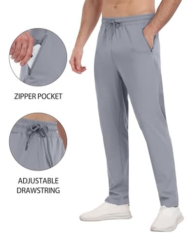3 Pack Mens Athletic Sweatpants with Zipper Pockets,Workout Gym Joggers Pants for Men Running Jogging Pants-BlackDark GrayLight Gray-L - Image 5