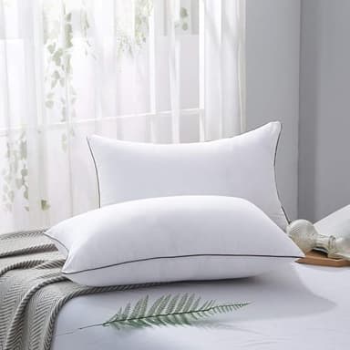 JOLLYVOGUE Pillows Queen Size Set of 2 for Sleeping, Soft and Supportive Bed Pillow with Down Alternative Filling for Side and Back Sleepers, Hotel Collection - Image 2