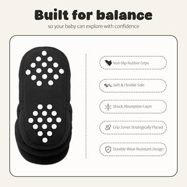 Bufims Baby Booties 6-12 Months Unisex Cozy Fleece Newborn Booties Non-Slip Newborn First Walkers Shoes Toddler Slippers for Baby Boys & Baby Girls Gifts, Black - Image 5