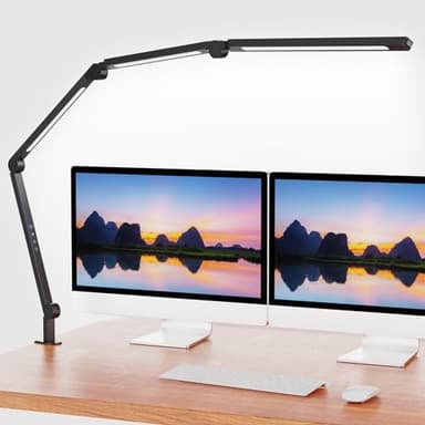 LED Desk Lamp with Clamp,Adjustable Swing Arm Desk Lamps for Home Office,Dimmable Tempering Eye Care Desk Light Bright Modern Led Table Lamp for Nail Tech Architect,Flexible Tall Task Table Light - Image 1