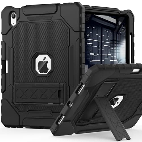 ZoneFoker Case for iPad (A16) 11th/10th Generation 11/10.9 inch 2025/2022, Heavy Duty Military Grade Shockproof Rugged Cover with Pencil Holder/Stand for i Pad 11th / 10 th Gen (Black) - Image 1