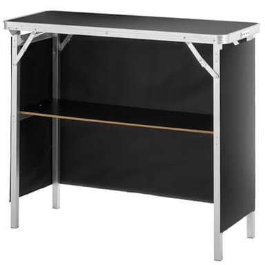 VEVOR Folding Portable Bar Table, Tradeshow Podium Table for Indoor, Outdoor, Party, Picnic, Exhibition, Includes Carrying Case, Storage Shelf and Black Skirt, 38.39" x 15.16" x 34.25" - Image 9