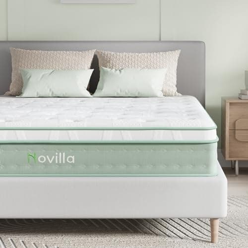 Novilla Twin Mattress, 10 Inch Hybrid Mattress in a Box, Gel Infused Memory Foam and Pocket Coils Innerspring for a Comfortable Sleep, Pillow Top Twin Size, Medium Firm - Image 1