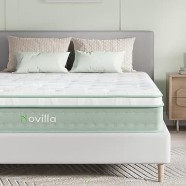 Novilla Twin Mattress, 10 Inch Hybrid Mattress in a Box, Gel Infused Memory Foam and Pocket Coils Innerspring for a Comfortable Sleep, Pillow Top Twin Size, Medium Firm - Image 1