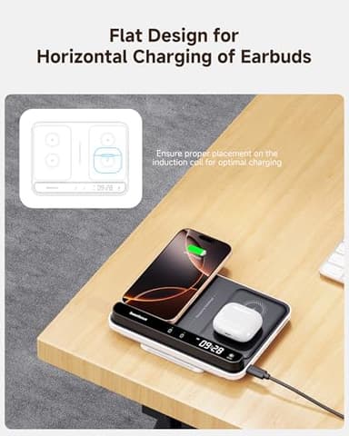 Dual Wireless Charger Stand, SwanScout 504, Foldable Wireless Charging Station Pad for iPhone Air/17/16/15 Series, Samsung Galaxy S25/S24/S23, Google Pixel 10/9/8, Android Phones, AirPods/Galaxy Buds - Image 5