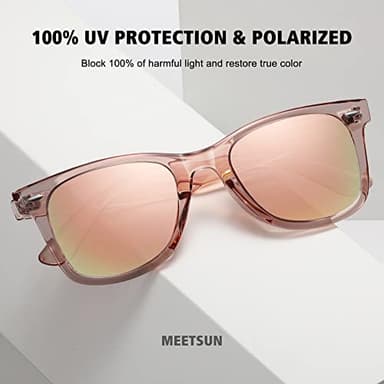 MEETSUN Retro Polarized Sunglasses for Women Men Classic Mirror Lens Driving Sun Glasses Trendy UV Protection (3 Pack) Black/Coffee/Pink - Image 4