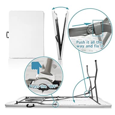 CAMP SOLUTIONS Plastic Folding Table, 6 FT Folding Table, Plastic Portable Tables for Dining Parties Card Picnic Camping, Granite White - Image 7