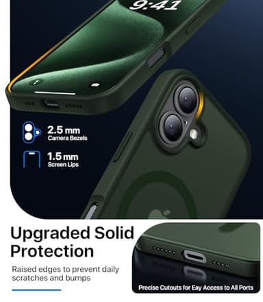 CAHEJILU Magnetic for iPhone 16 Case,[Compatible with MagSafe][Military Grade Drop Protection] Anti-Fingerprint Translucent Matte Shockproof Protective Case for iPhone 16 Phone Case 6.1",Alpine Green - Image 4