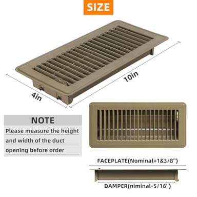Pluden 8PCS 4" x 10" Floor Register, Heavy Duty Floor Vents, Metal Heat Air Vent Covers Rust Proof Finish 4 x 10'' Walkable Floor Vent Covers for Home Floor Wall Ceiling - Image 4