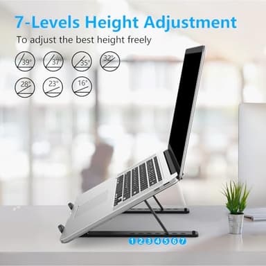Gogoonike Adjustable Laptop Stand, Portable Laptop Riser for Desk, ABS+Silicone Foldable Ventilated Cooling Notebook Holder Stand for 10-15.6” Laptops,Tablets - Image 3