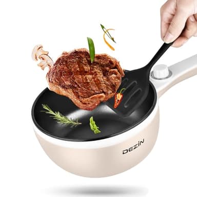 Dezin Hot Pot Electric Upgraded, Non-Stick Sauté Pan, Rapid Noodles Electric Pot, 1.5L Mini Portable Hot Pot for Steak, Egg, Fried Rice, Ramen, Oatmeal, Soup with Power Adjustment - Image 9