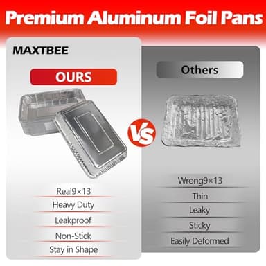 MAXTBEE Aluminum Pans Foil Pans, 30 Pack 9x13 Disposable Aluminum Trays Half Size Heavy Duty Tin Foil Trays Food Containers For Cooking, Baking, Roasting, Heating or Steam Table - Image 5