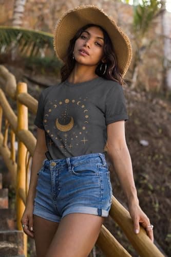 Inber T Shirts for Women Crewneck Boho Flowers Wildflowers Graphic Tees 2025 Summer Cute Shirts Short Sleeve Tops - Image 3