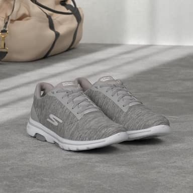 Skechers Women's Go Walk 5 True Sneaker, Grey, 11 Wide - Image 2