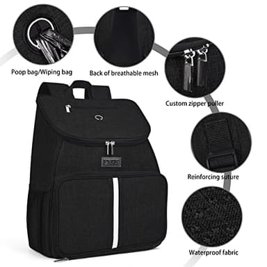 BAGLHER丨Dog Travel Bag, Airline Approved Pet Supplies Backpack, Dog Travel Backpack Accessories Set with 2 Silicone Collapsible Bowls and 2 Food Baskets. Black - Image 5