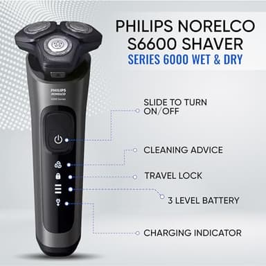 Philips Norelco Electric Shavers for Men, Rechargeable Wet/Dry Electric Shaver with SenseIQ Technology, Cordless Electric Razors for Men with Pop-up Trimmer, Travel Case - Image 4