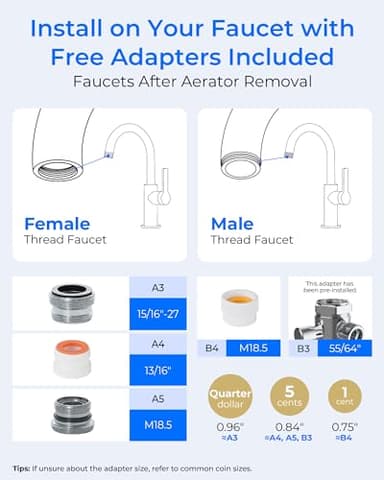 [Ultra Filtration] Waterdrop Water Filter for Sink Faucet, 4000 Gallons Countertop Water Filter System, Filter Life Reminder, 0.01μm Ultra-Filtration System, Reduces 99% Chlorine, WD-CTF-07 (1 Filter) - Image 9