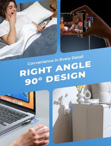 AINOPE 240W USB C to USB C Cable [10FT] Right Angle C to C Cable Fast Charging,USBC to USBC iPhone 17 Charger Cord Type C Fits iPhone 16 15 Pro Max Plus,MacBook Air/Pro,iPad Pro,Samsung S25,Pixel,iPad - Image 3