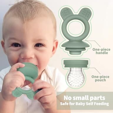 Bessentials Baby Fresh Fruit Food Feeder - 2 Pack Silicone Baby Mesh Feeders for Infant Safe Self Feeding |3 Sizes Food Pouches Included| Suitable for Baby 4m+ (Dark Red & Navy Blue) - Image 2