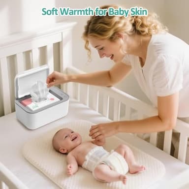 Baby Wipe Warmer, Wipe Warmer and Baby Wet Wipes Dispenser, Smart Precise Temperature Control Large Capacity Evenly Overall Heating Silence, Wipes Warmer for Babies Portable Wipe Warmer (White) - Image 5