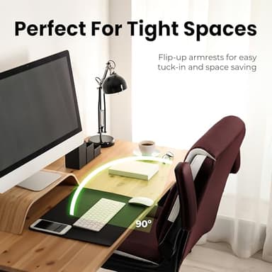 NEO CHAIR Office Desk Computer Chair Ergonomic Executive Mid-Back Leather Gaming Chair with Adjustable Flip-Up Armrests Wheels Swivel for Home Study Task (Brown) - Image 7