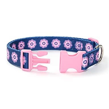 Mile High Life Nylon Puppy Dog Collar w Cute Patterns Lightweight Girl Boy Collar for Small/Medium/Large Dogs (Pink Flower, Large Neck 15"-19") - Image 2