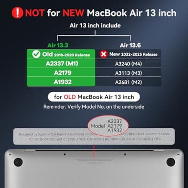 EooCoo Hard Case Compatible with MacBook Air 13.3 inch M1 Chip 2021-2018 with Retina Display, Air 13.3 inch Plastic Protective Case + Transparant Keyboard Cover + Screen Protector, Crystal Clear - Image 2