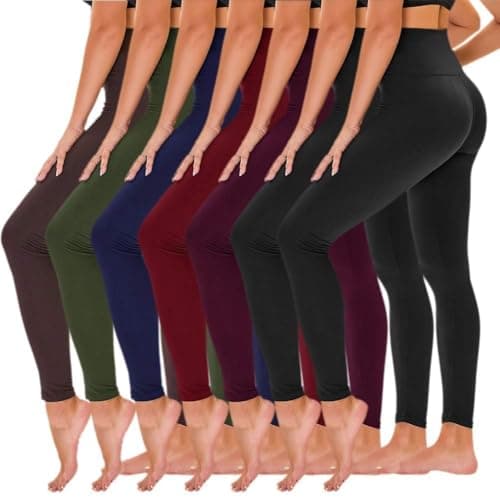 TNNZEET 7 Pack Leggings for Women - Black High Waisted Yoga Pants with Pockets Fleece Lined Leggings Women - Image 1