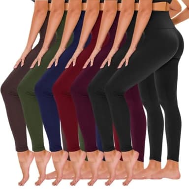 TNNZEET 7 Pack Leggings for Women - Black High Waisted Yoga Pants with Pockets Fleece Lined Leggings Women - Image 1