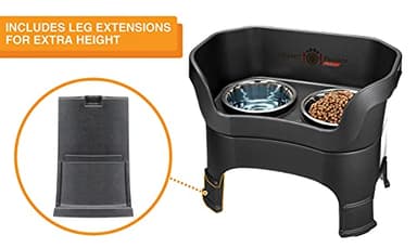 Neater Feeder Deluxe Mess Proof Dog Bowls Elevated for Large Dogs – Made in USA – No Spill Raised Dog Food Bowl Stand w/Leg Extensions – Stainless Steel Dog Food and Water Bowl Set – Black - Image 6