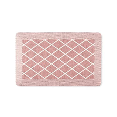 Martha Stewart Miles Modern Diamond Anti-Fatigue Air-Infused Kitchen Mat, Spice Red, 19.6"x32" - Image 1