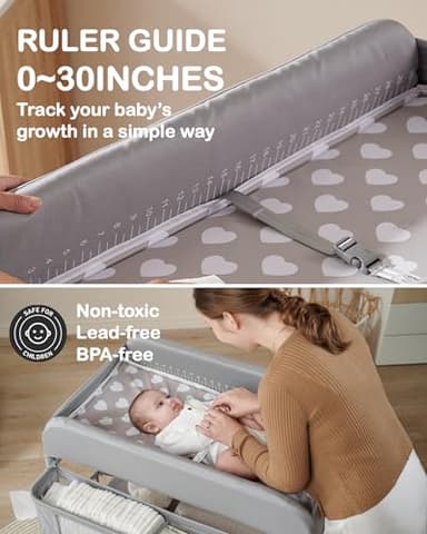 BEKA Diaper Changing Station, Portable Changing Table for Baby, Waterproof, Folding Portable Changing Station, Adjustable Height w/Organizer, Mobile Nursery Diaper Changing Table for Baby, Newborn - Image 4