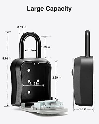 Puroma Key Lock Box, Portable Combination Lockbox Wall-Mounted Key Storage Box for House Keys, Resettable Code Safe Security Lock Box for Home, Office, Apartment Spare Key Storage (1 Pack, Gray) - Image 2