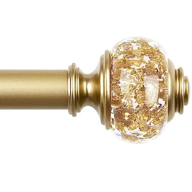 Curtain Rods 32 to 58 Inches (2.6-4.8ft), USFOOK 7/8 InchTelescoping Splicing Drapery Rods for Windows 20 to 54 Inch, Decorative Curtain Rod for Home Decor with Luxury Gold Translucent Finials - Image 1
