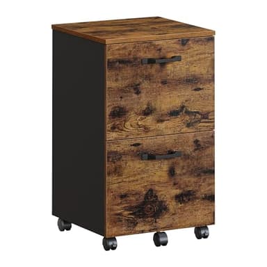 VASAGLE 2-Drawer File Cabinet, Small Rolling Filing Cabinet for Home Office, Printer Stand, for A4, Letter-Size Documents, 15.7 x 16.5 x 27.6 Inches, Rustic Brown and Ink Black UOFC040B01 - Image 8