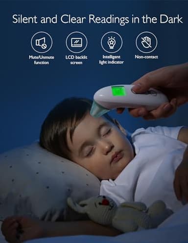Momcozy Non-Contact Forehead and Ear Thermometer, Digital Infrared Thermometer for Adults and Children, with Child Mode, Fever Alarm Function, Mute and Memory Functions, Fast and Accurate Measurement - Image 8