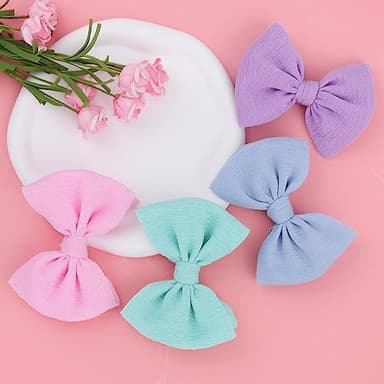 YanJie Baby Girls Nylon Headbands Newborn Bows Handmade Hair Bows Hairbands Hair Accessories for Newborn Infant Toddlers Kids (baby pink-aqua) - Image 7
