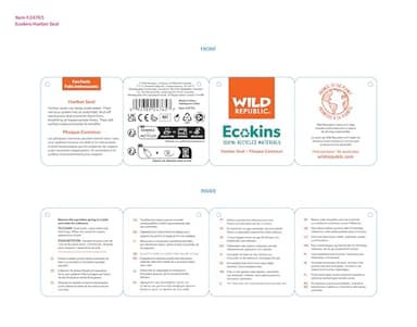 Wild Republic EcoKins Harbor Seal Pup Stuffed Animal 12 inch, Eco Friendly Gifts for Kids, Plush Toy, Handcrafted Using 16 Recycled Plastic Water Bottles - Image 2