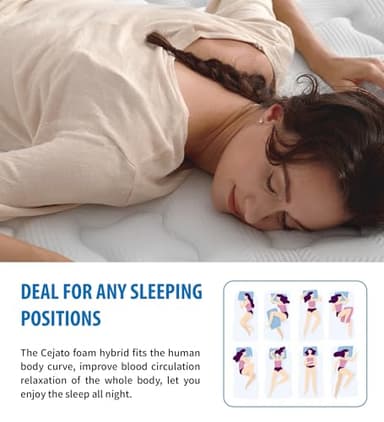 Cejato King Size Mattress,12 Inch Hybrid Mattress in a Box with Gel Memory Foam,Individually Wrapped Pocket Coils Innerspring,Pressure-Relieving and Supportive. - Image 7