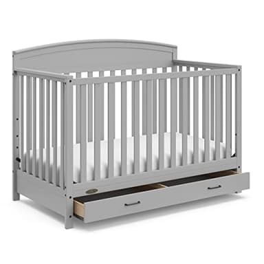 Graco Benton 5-in-1 Convertible Crib with Drawer (Pebble Gray) -Converts from Baby Crib to Toddler Bed, Daybed and Full-Size Bed,Fits Standard Full-Size Crib Mattress, Adjustable Mattress Support Base - Image 1