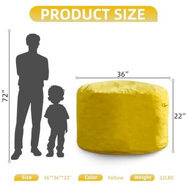Hobestluk 3FT Bean Bag Chair Giant Bean Bag Chairs for Adults Large Bean Chairs with Removable Cover, Beanbag Chair with Filler, Adult Bean Bag Chairs for Living Room, Bedroom - Image 2