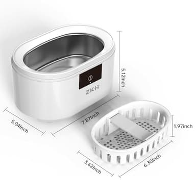 ZKH Ultrasonic Jewelry Cleaner, 48kHz High Frequency Sonic Jewelry Cleaner Machine with 500ml Capacity for Jewelry, Eyeglasses, Watch Straps, Earrings, Ring, Necklaces, Razors, Dentures - Image 8