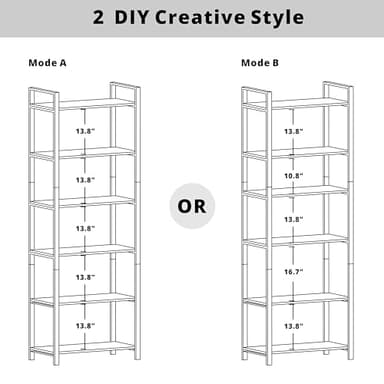 IRONCK Bookshelf 6-Tier Ladder Shelf 110lbs Display Shelf Vintage Industrial Style Bookcase for Home Office, Living Room - Image 3