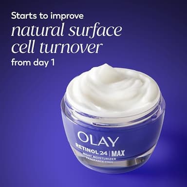 Olay Retinol Face Moisturizer, 24 MAX Anti-Aging Night Cream for Women, Fragrance-Free, Non Greasy - Anti-Wrinkle, Smooth Fine Lines, Tightening, Hydrating Skin Care - Peptides, Glycerin, 1.7 Oz - Image 7